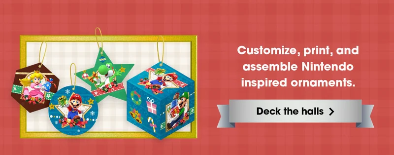 Customize, print, and assemble Nintendo inspired ornaments. Deck the halls.