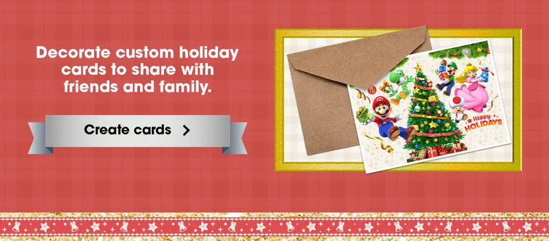 Decorate custom holiday cards to share with friends and family. Create cards.