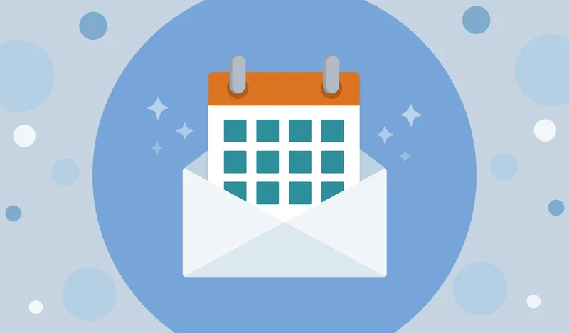 A calendar coming out of an envelope