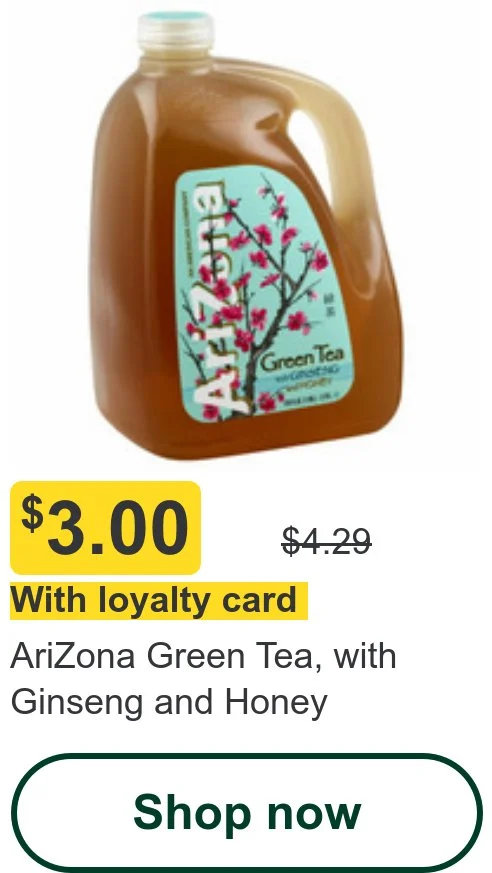 AriZona Green Tea, with Ginseng and Honey
