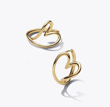 Organically Shaped Heart Hoop Earrings