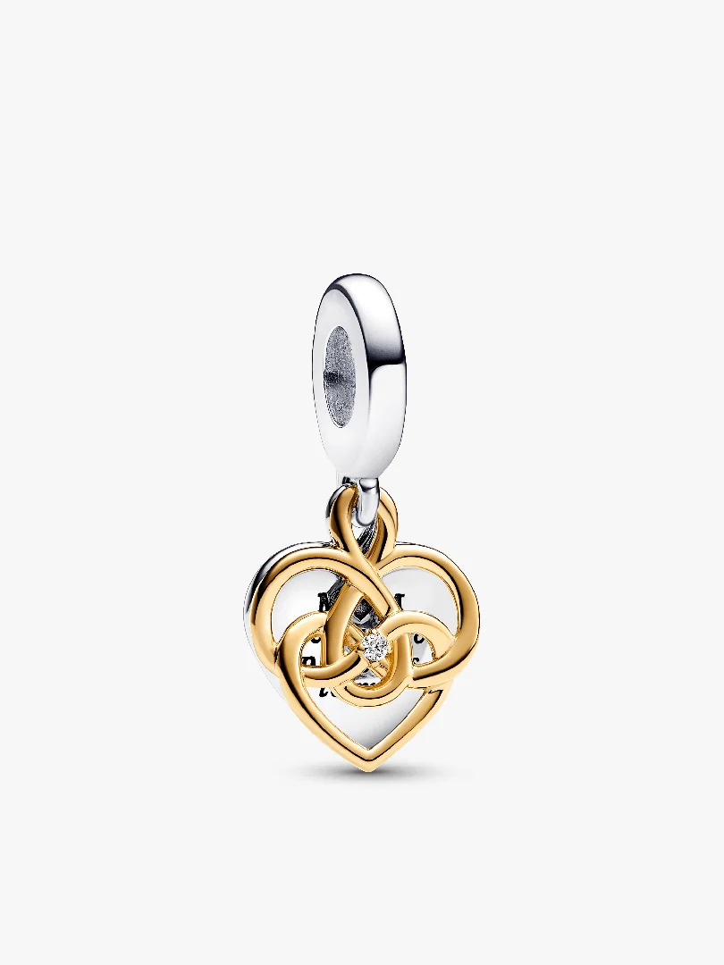Lab-grown Diamond Engravable Mom Double Dangle Charm