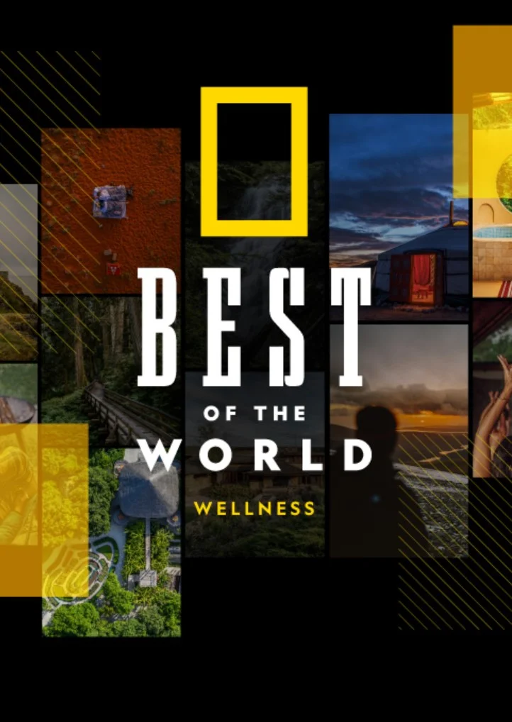 A collage of various images showcasing different landscapes and wellness themes.