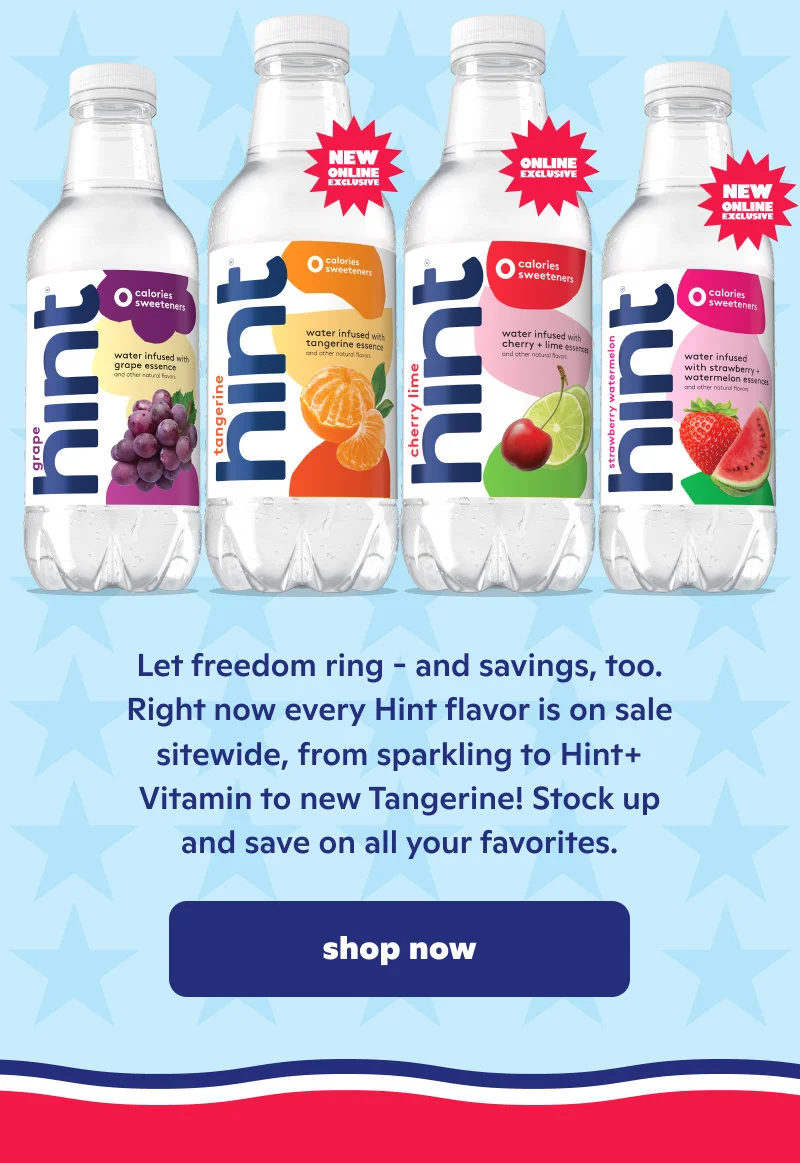 Lineup of Hint bottles on sale