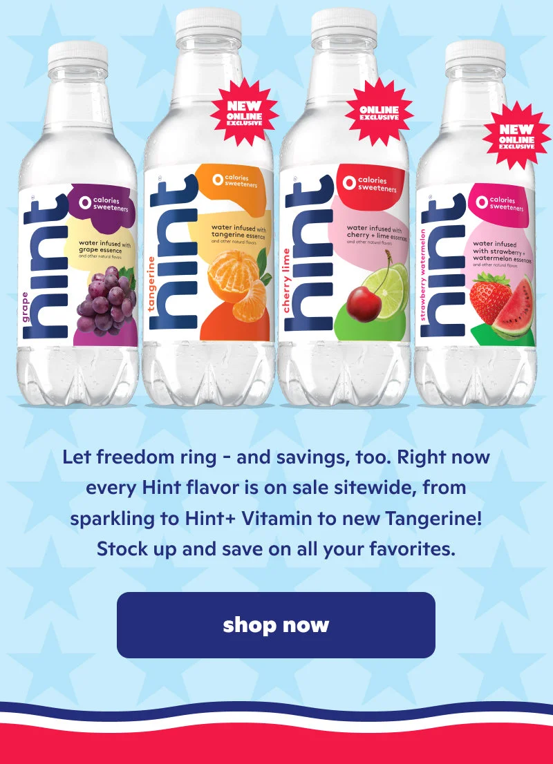 Lineup of Hint bottles on sale