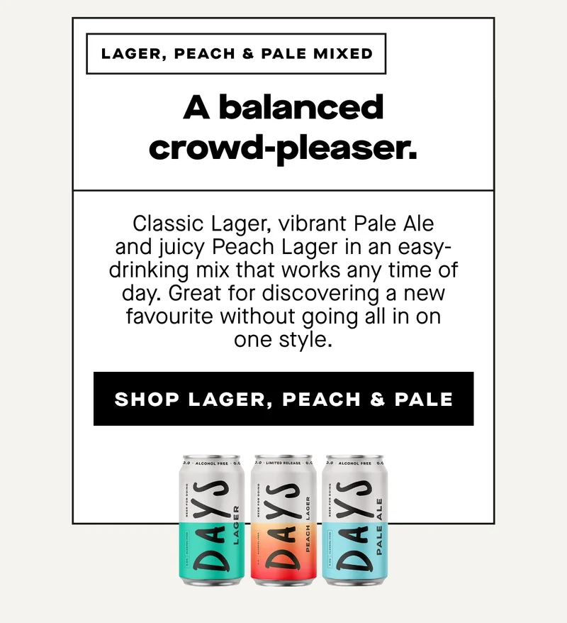 Mixed Lager & Pale Ale  The everyday classics.  A simple split of our clean, crisp Lager and bold, hoppy Pale Ale. Reliable, refreshing and ideal if you already know what you like.