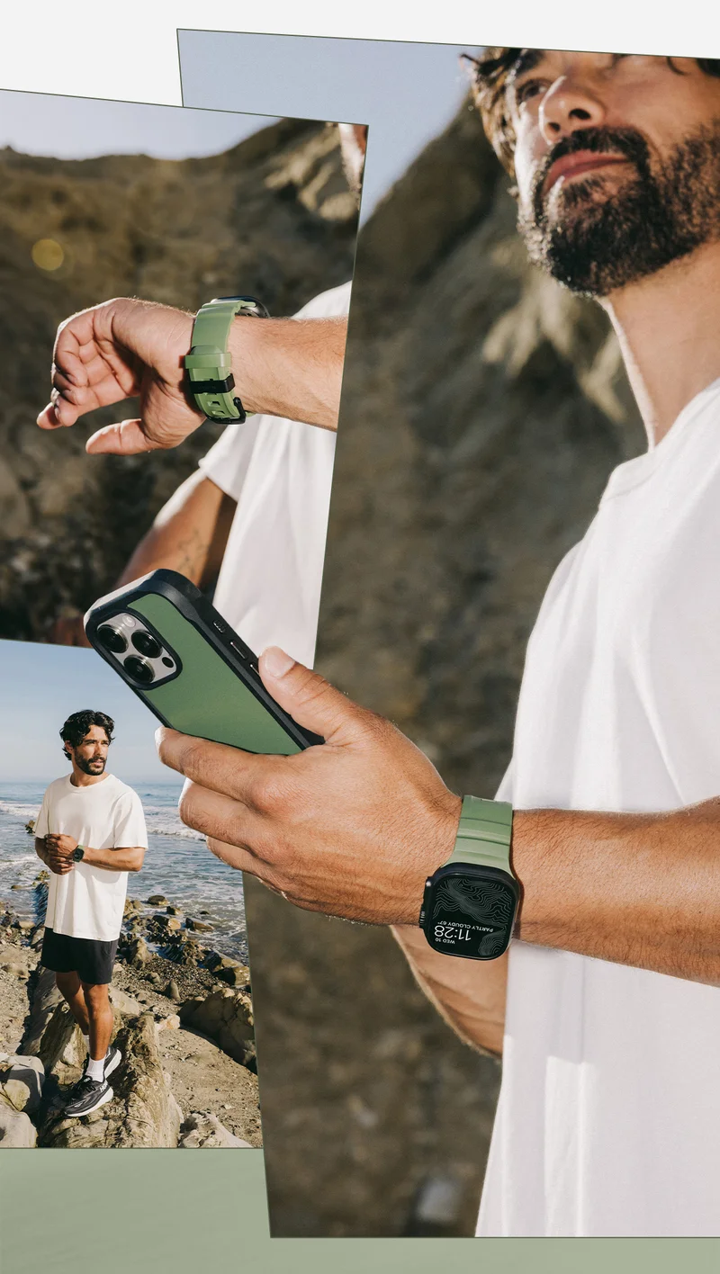 Forest Green. For every adventure. Forest Green Rugged Case and Rocky Point Band combine tough, outdoor-ready protection with all-day comfort. Designed to keep up with every step, slip, and summit without ever getting in your way. Shop Forest Green.