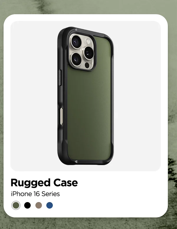 Forest Green Rugged Case for iPhone 16 Pro Max.
