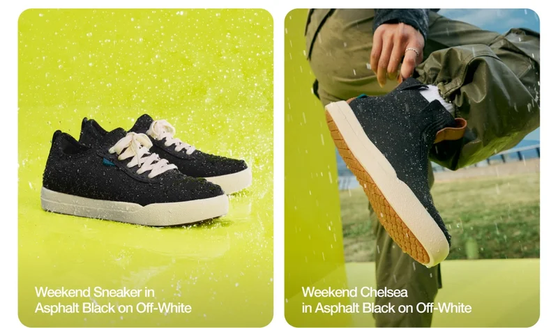 Weekend Sneakers in Asphalt Black on Off-White. Weekend Chelsea in Asphalt Black on Off-White.