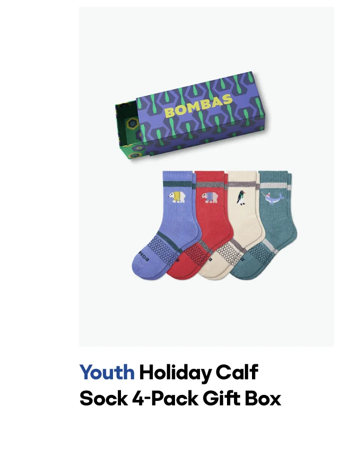 Youth Holiday Calf Sock 4-Pack Gift Box