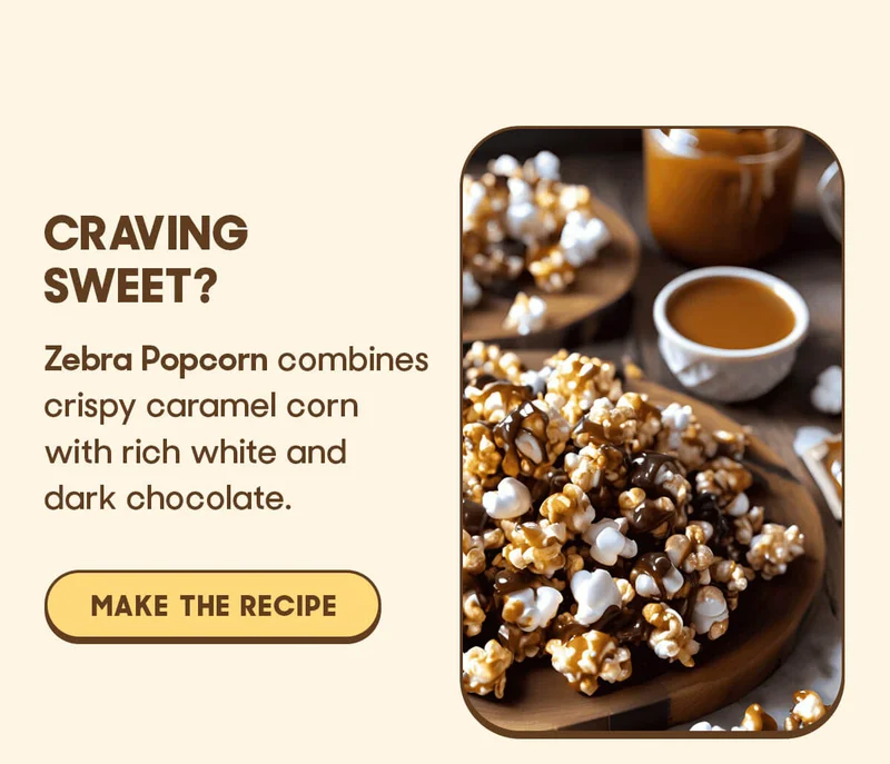 Craving Sweet?  Zebra Popcorn combines crispy caramel corn with rich white and dark chocolate.