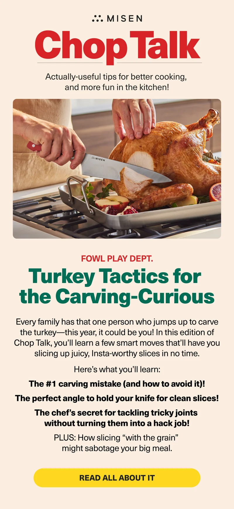Misen. Chop Talk. Actually-useful tips for better cooking, and more fun in the kitchen!