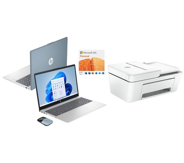 HP 15" Laptop, Intel 128GB Storage with HP Printer & Microsoft 365