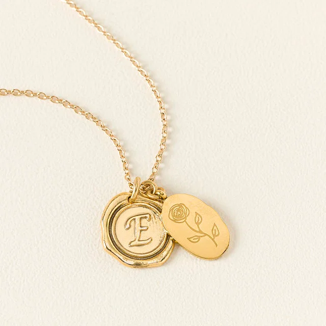 Custom Birth Month Flower Initial Necklace