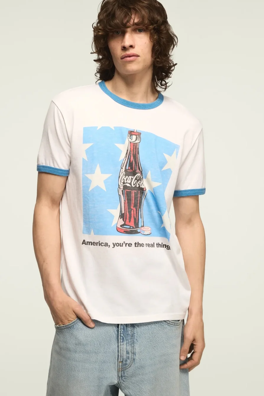 Image of Lucky Brand Coca-Cola Bottle Tee - Men's Clothing Tops Shirts Tee Graphic T Shirts in Bright White