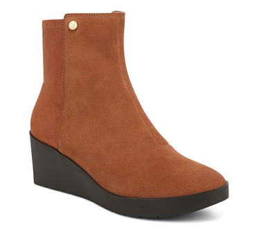 Vionic Water Repellent Leather/Suede Wedge Boots - Skylar