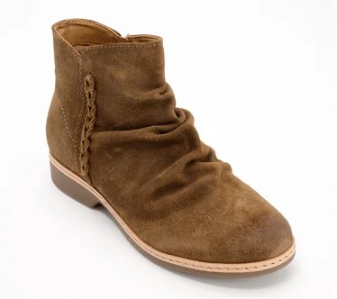 Earth Water-Repellent Suede Rouched Ankle Boots - Hilaree