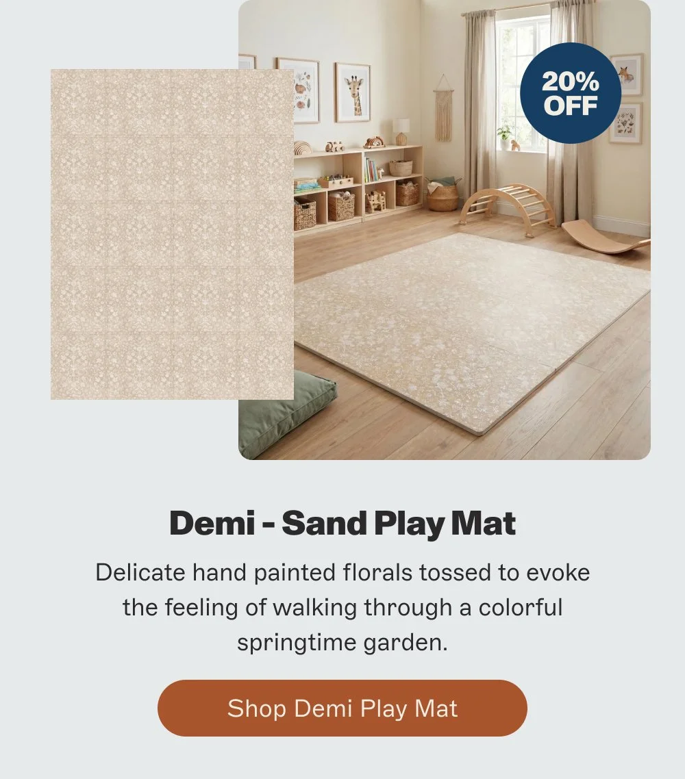 20% off Demi - Sand Play Mat Delicate hand painted florals tossed to evoke the feeling of walking through a colorful springtime garden. Shop Demi Play Mat