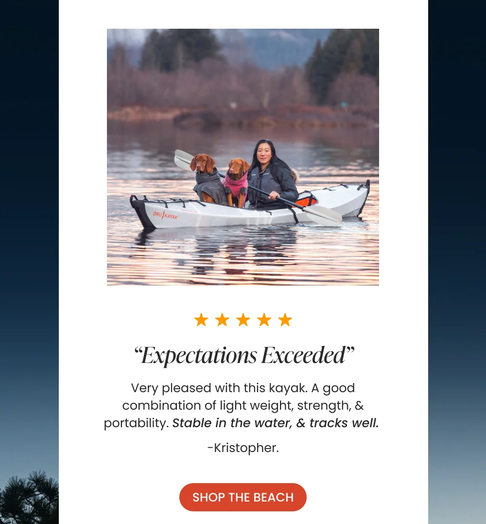 expectations exceeded. shop the beach kayak