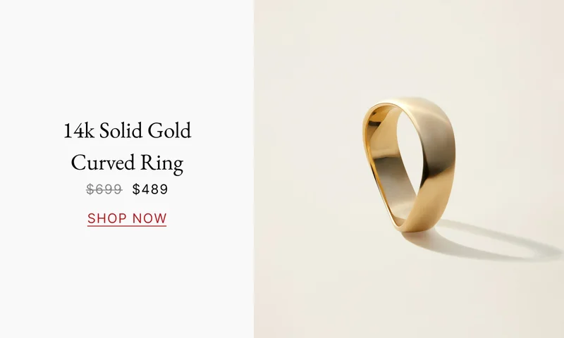 14k Solid Gold Curved Ring