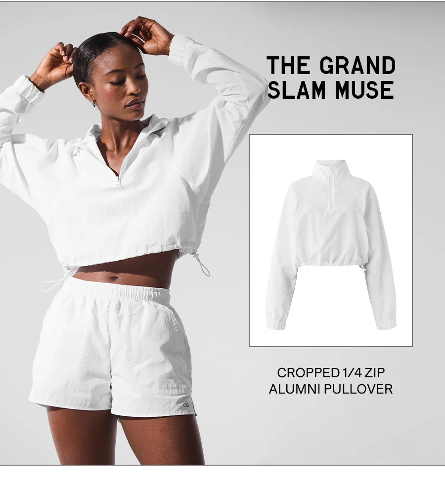 THE GRAND SLAME MUSE - CROPPED 1/4 ZIP ALUMNIN PULLOVER