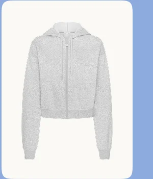 LuxeFleece Zip Up Hoodie in Light Heather Gray
