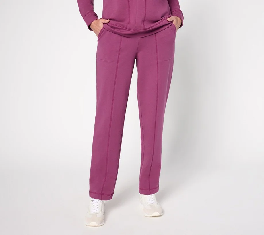 Denim & Co. Active Tall French Terry Straight Leg Pant