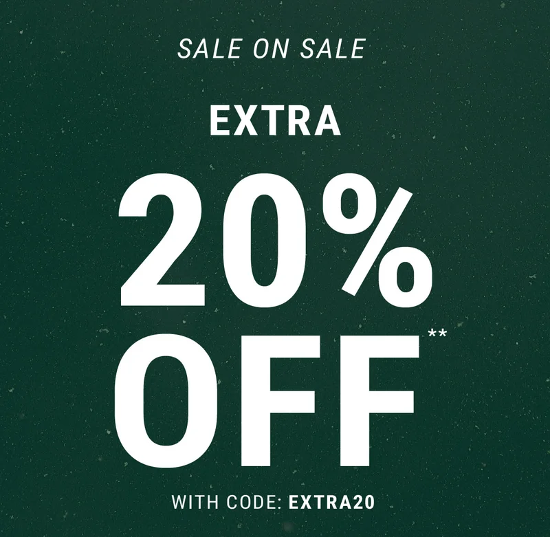 Sale On Sale Extra  20%  off** with code: discount code