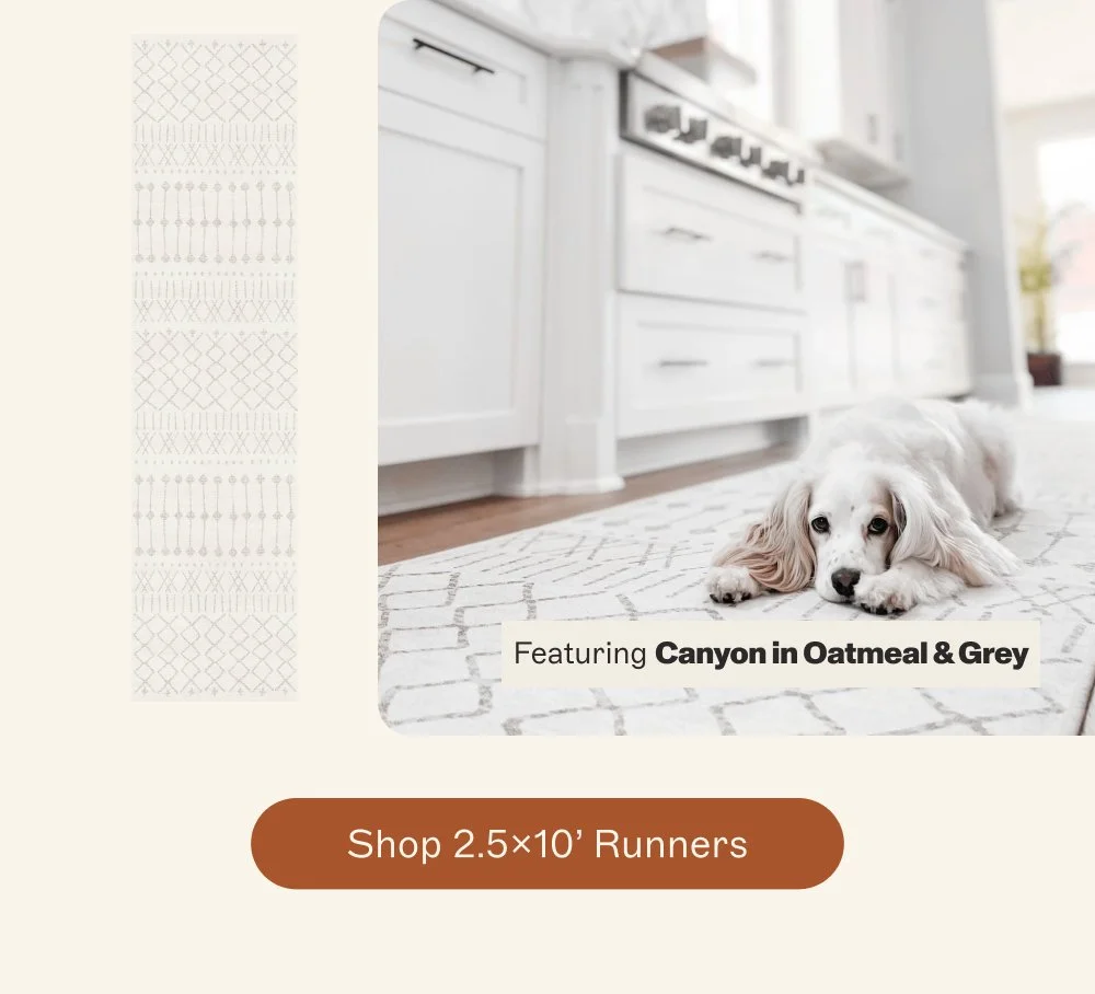 Featuring Canyon in Oatmeal & Grey shop 2.5x10’ runners