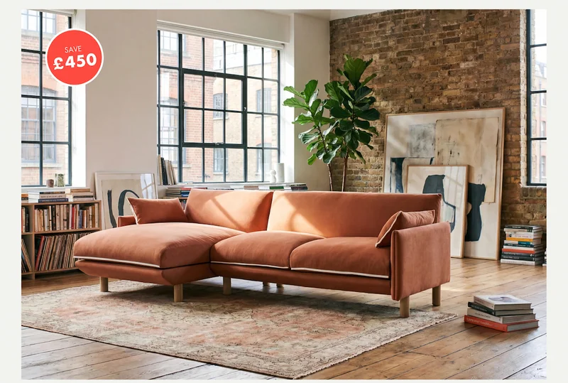 Cozy Rust Velvet Chaise RH - Save £450