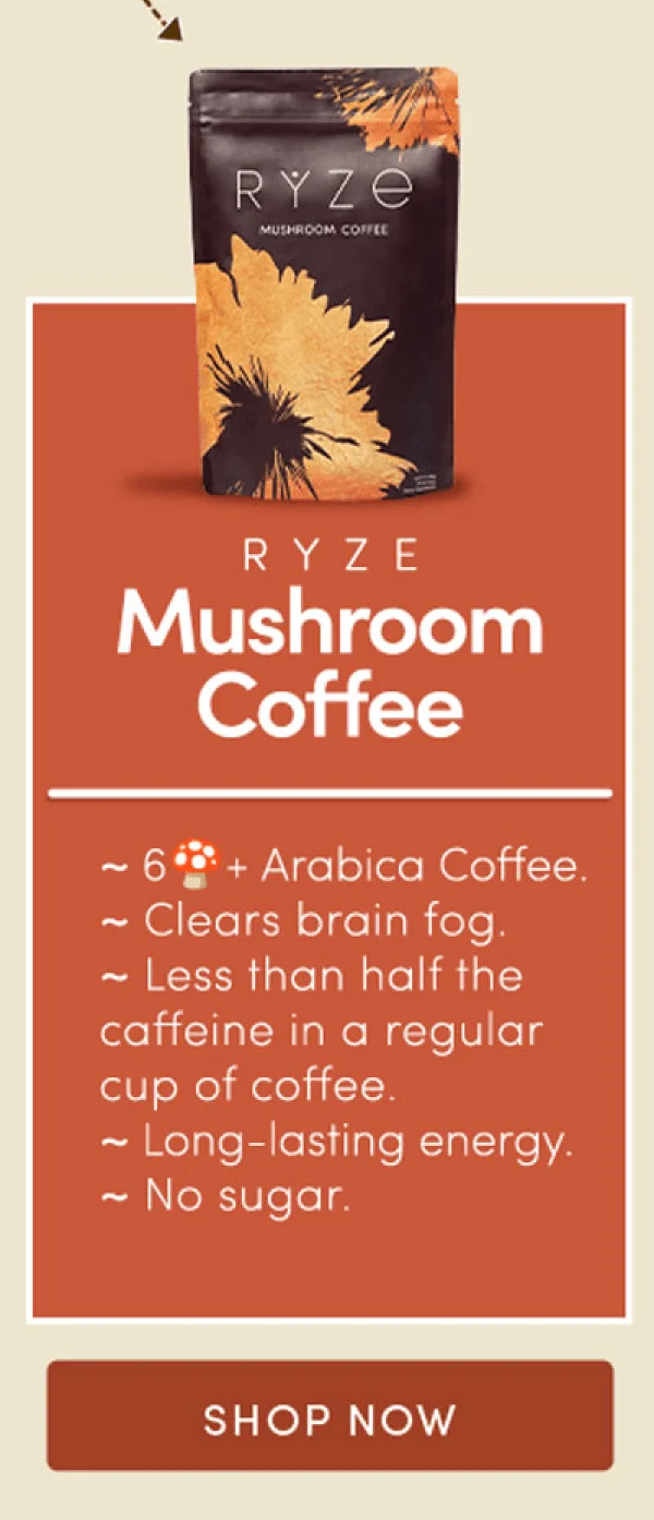 RYZE Mushroom Coffee. Shop Now.