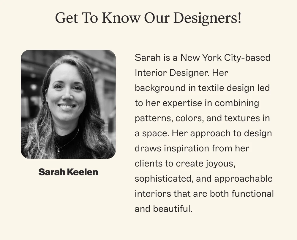 Get to know our designers! Sarah Keelen