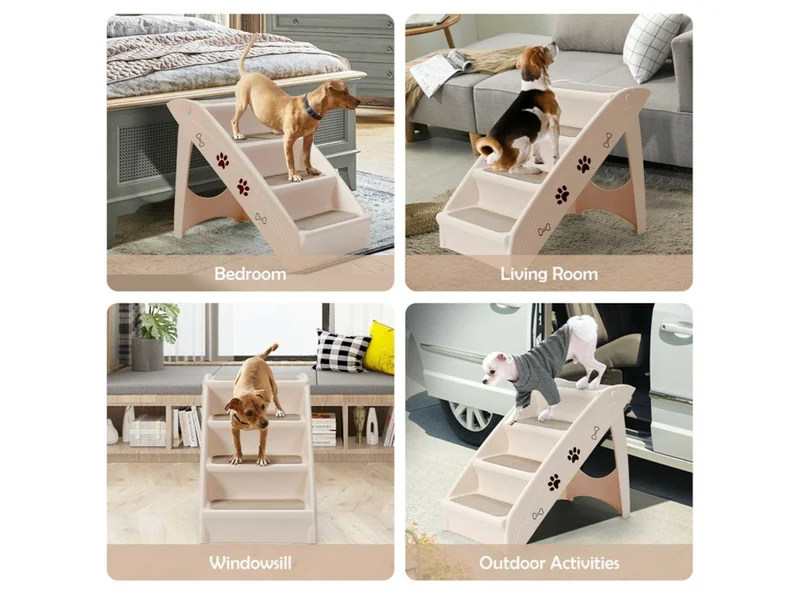 Folding Pet Dog Stairs Steps For High Bed Indoor Outdoor