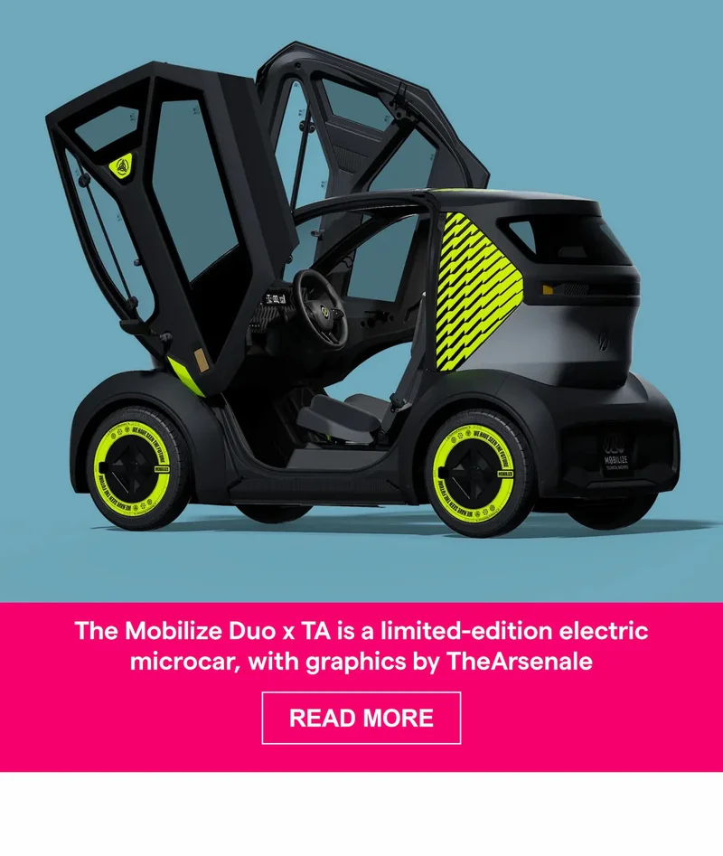 The Mobilize Duo x TA is a limited-edition electric microcar, with graphics by TheArsenale