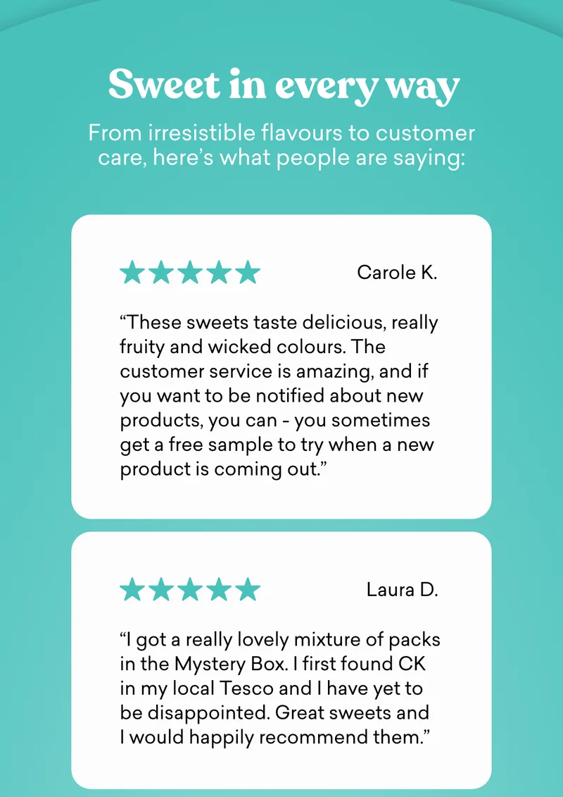 Sweet in every way!  From irresistible flavours to customer care, here’s what people are saying: