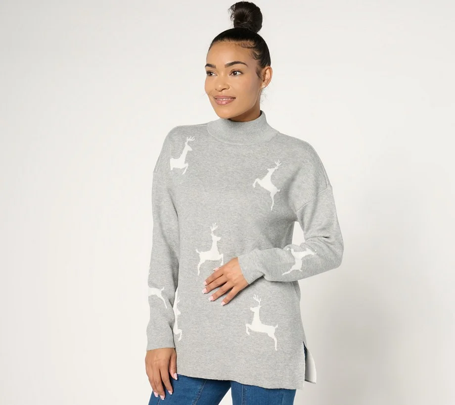 Jingle Belles by Kim Gravel Hold Me Closer Tiny Prancer Mock Neck Tunic