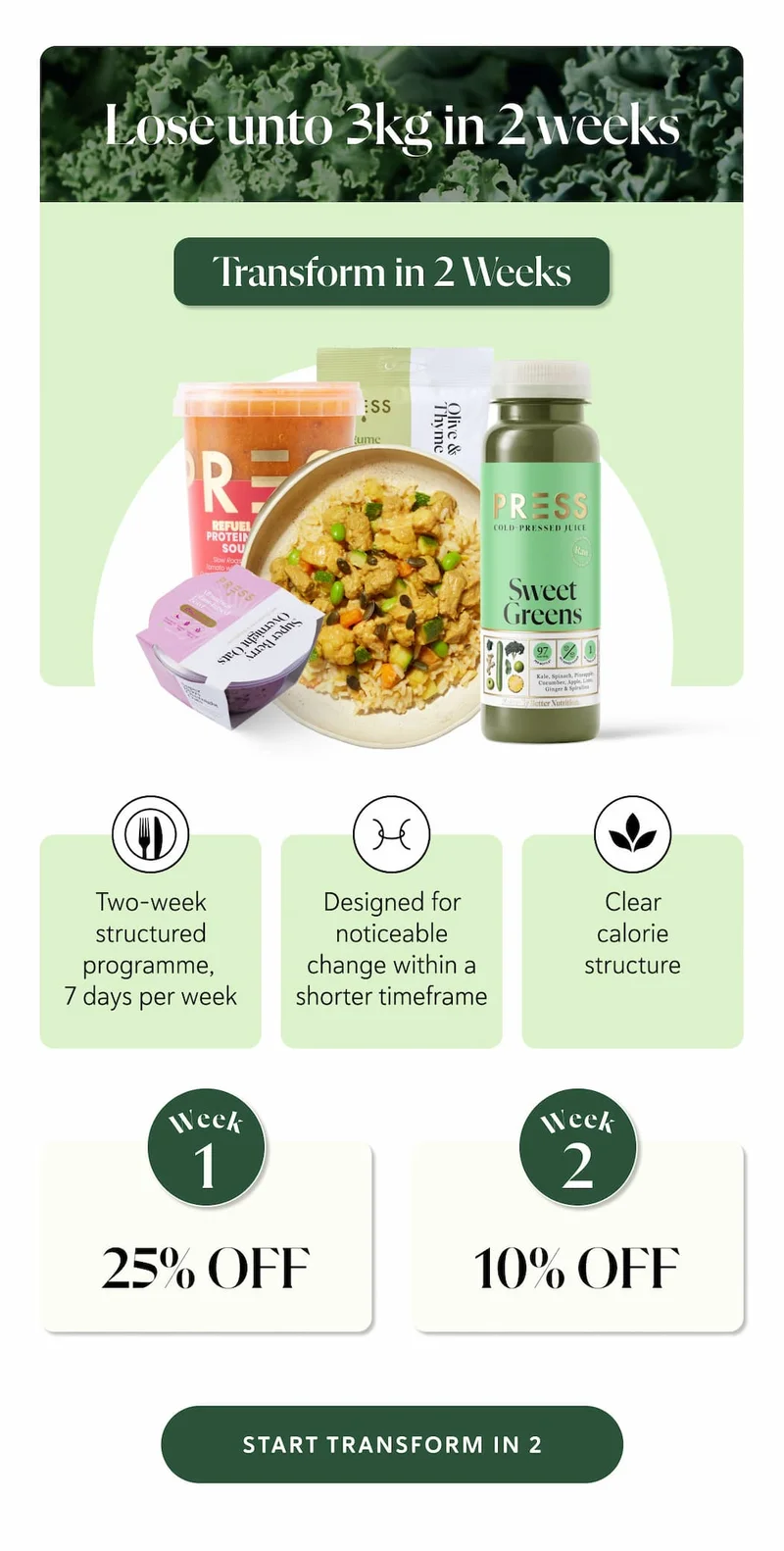 Lose unto 3kg in 2 weeks