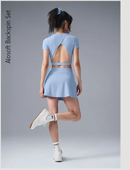 Alosoft backspin set seashell blue: Alosoft Cropped Backspin Short Sleeve