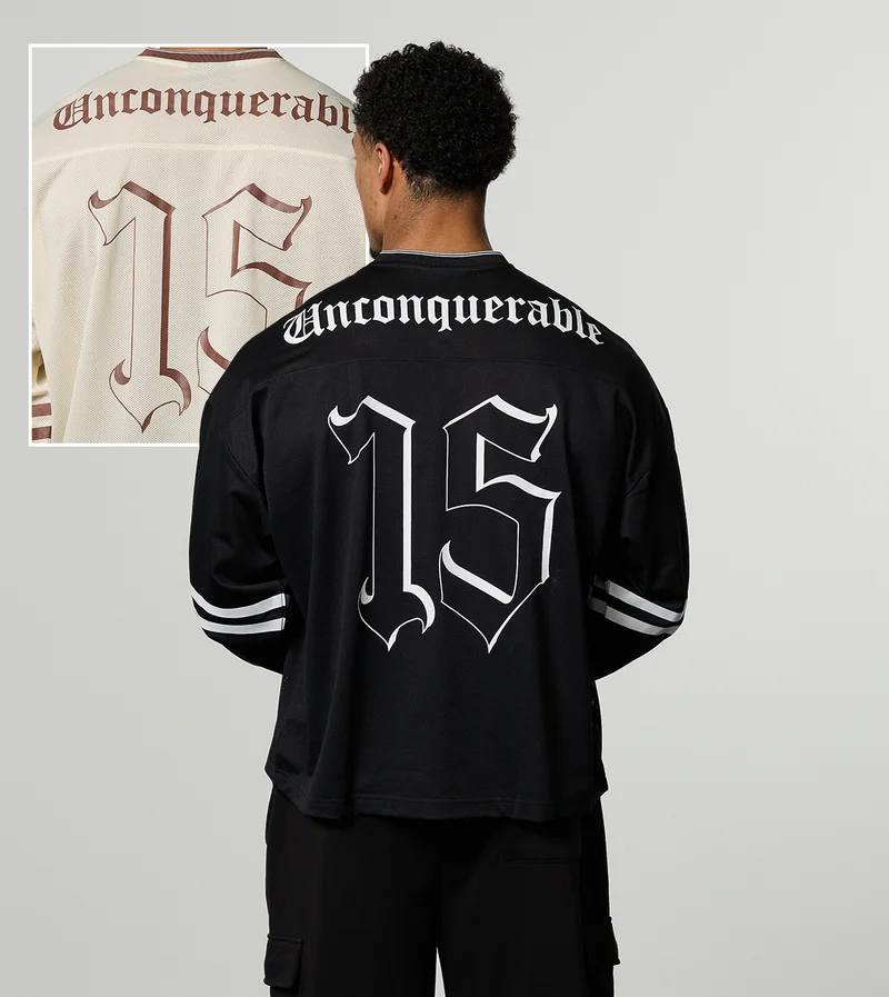 Varsity Black Oversized Boxy Hockey Jersey