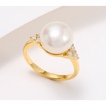 Honora Cultured Pearl with Diamonique Ring