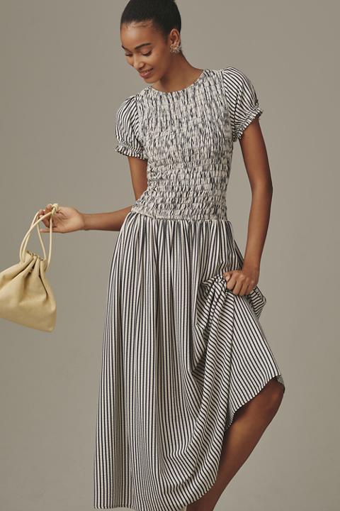 Maeve Smocked Short Sleeve Maxi Dress