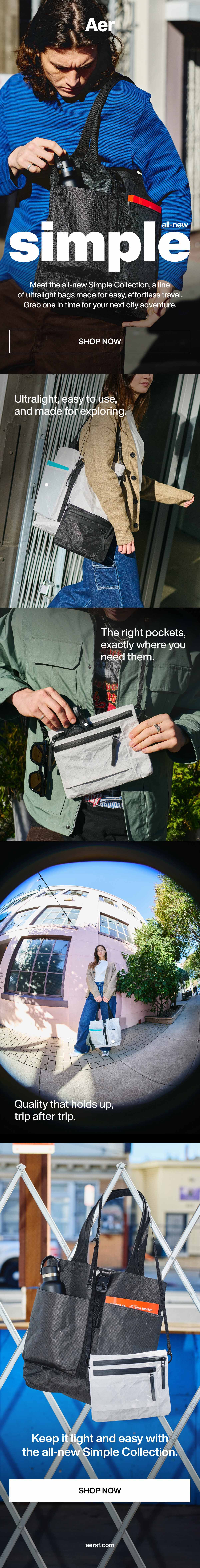 Photos of Aer's 2025 Simple Collection