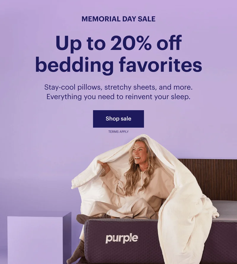 Up to 20% off bedding favorites