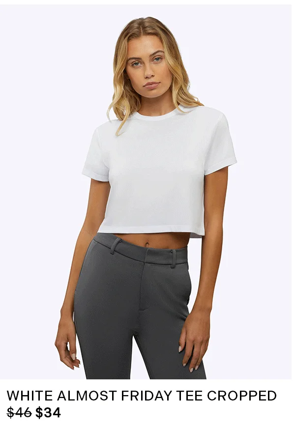 White Almost Friday Tee Cropped