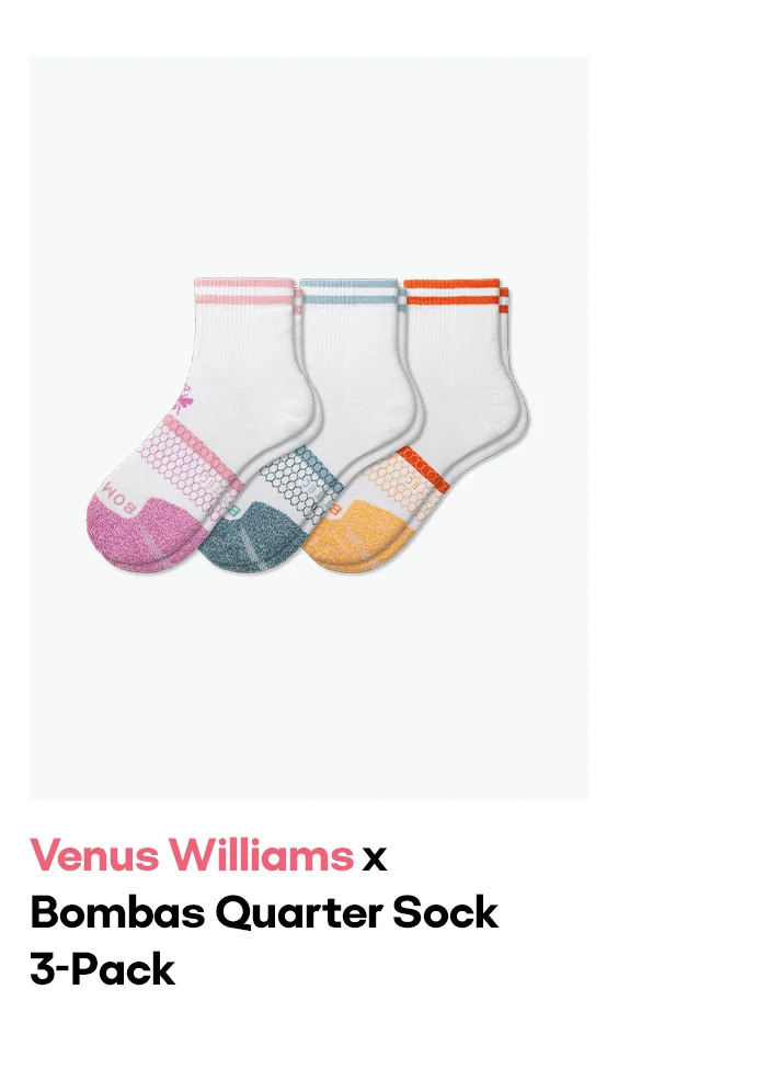 Venus Williams x Bombas Quarter Sock 3-Pack