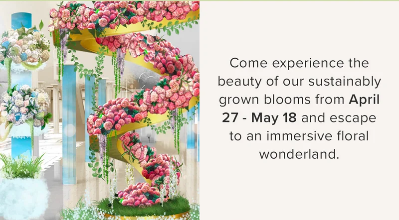 Come experience the beauty of our sustainably grown blooms from April 27 - May 18 and escape to an immersive floral wonderland.
