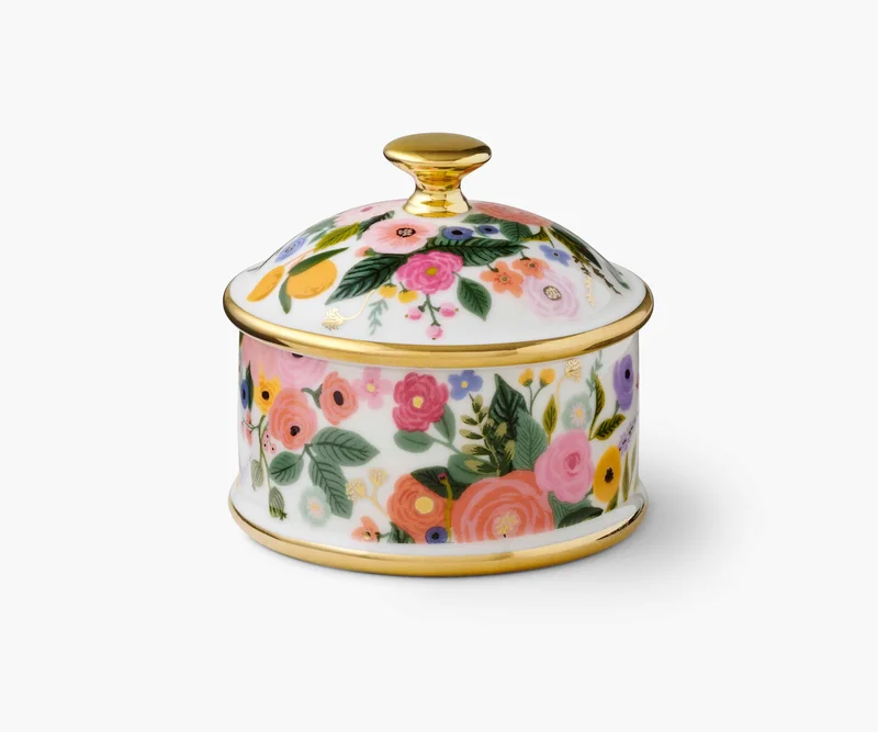 Image of Round Porcelain Box - Garden Party