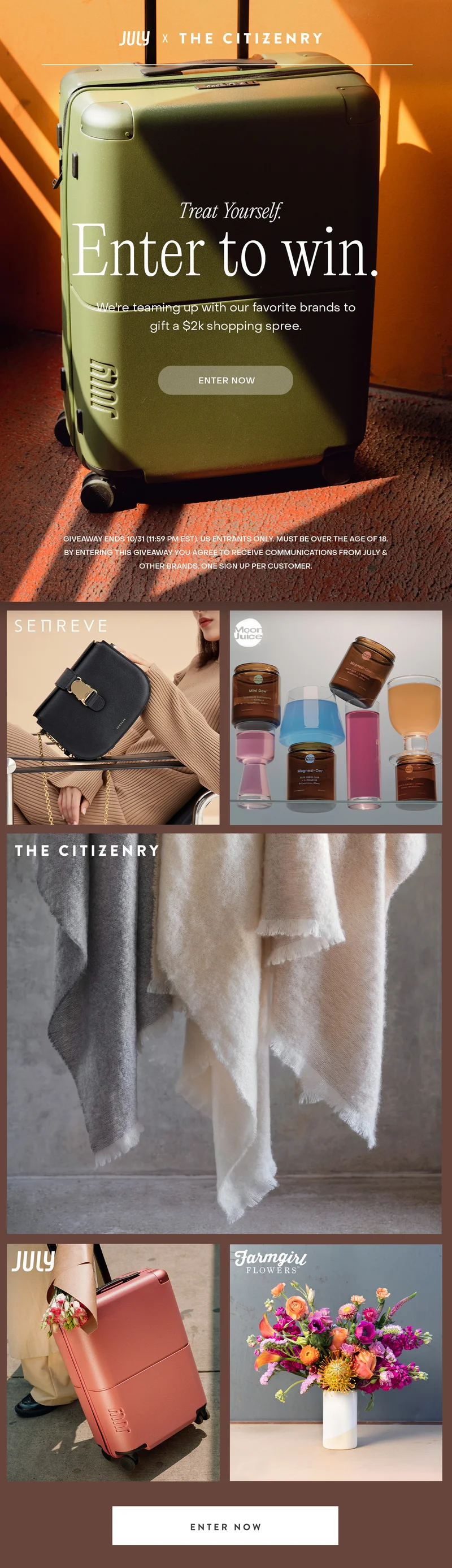 Treat yourself giveaway. We're teaming up with some of our favorite brands to gift a $2K shopping spree.