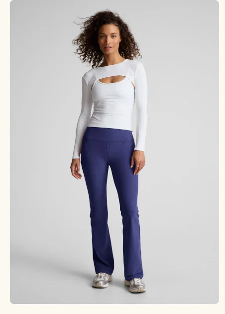 Spacedye High Waisted Practice Pocket Bootcut Pant in Eternal Blue Heather