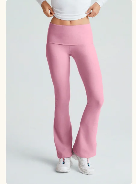 Spacedye Foldover Bootcut Pant in Pink Haze Heather